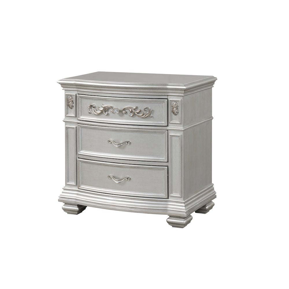 Valentina Silver 4-Piece Bedroom Set with LED Lighting, Queen