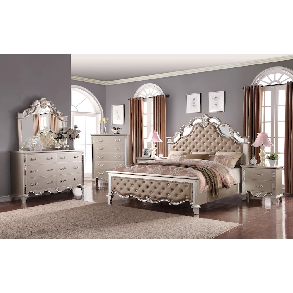 Sonia Beige Tufted 5-Piece Bedroom Set, King