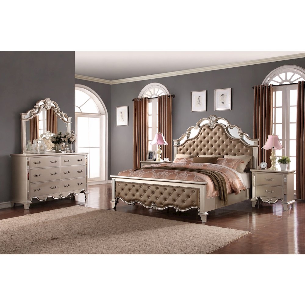 Sonia Beige Tufted 4-Piece Bedroom Set, Queen