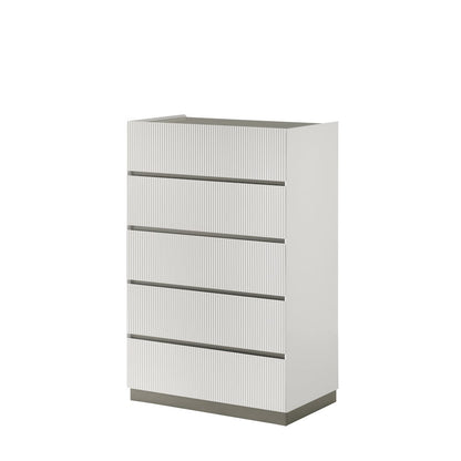 Cecilia White and Gray Fluted 5-piece Bedroom Set, King