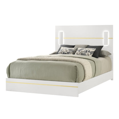 Florence White/Gold Sleek Platform 4-Piece Bedroom Set, King