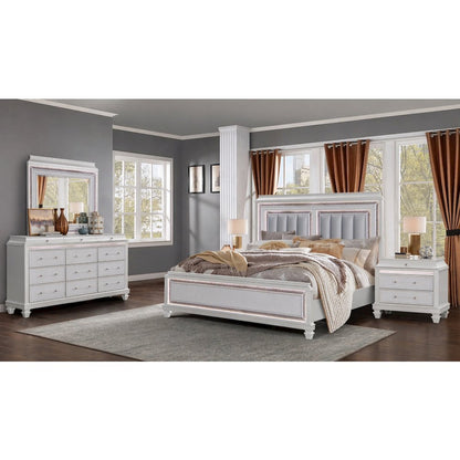 Sabrina White 4-Piece Bedroom Set with LED Lighting, Queen