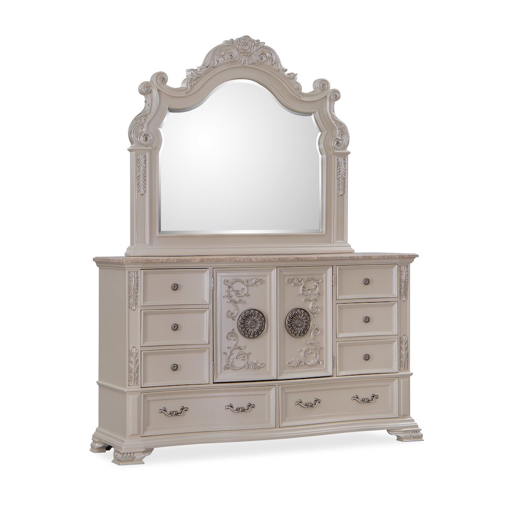 Santa Monica Pearl White 4-Piece Bedroom Set, King