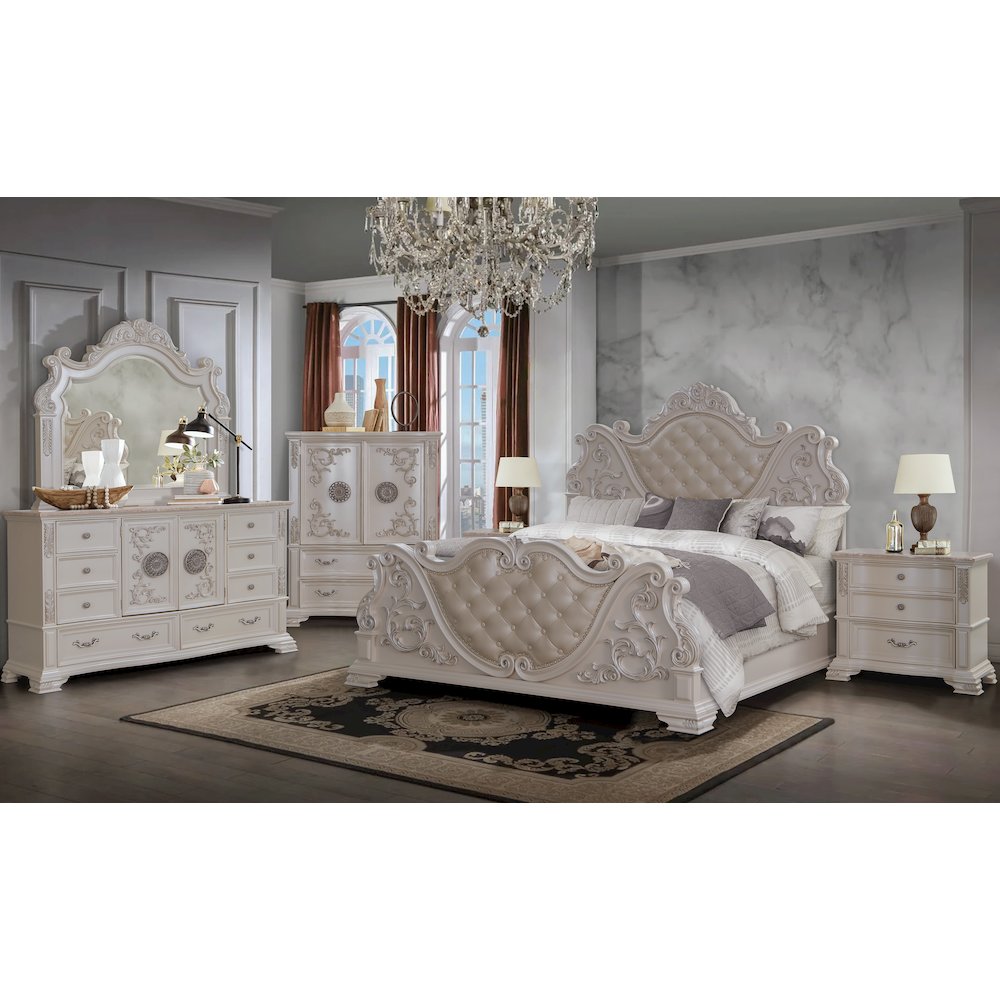 Santa Monica Pearl White 4-Piece Bedroom Set, King
