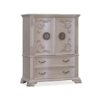 Santa Monica Pearl White 5-Piece Bedroom Set, Queen