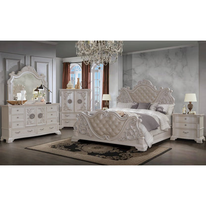 Santa Monica Pearl White 5-Piece Bedroom Set, Queen