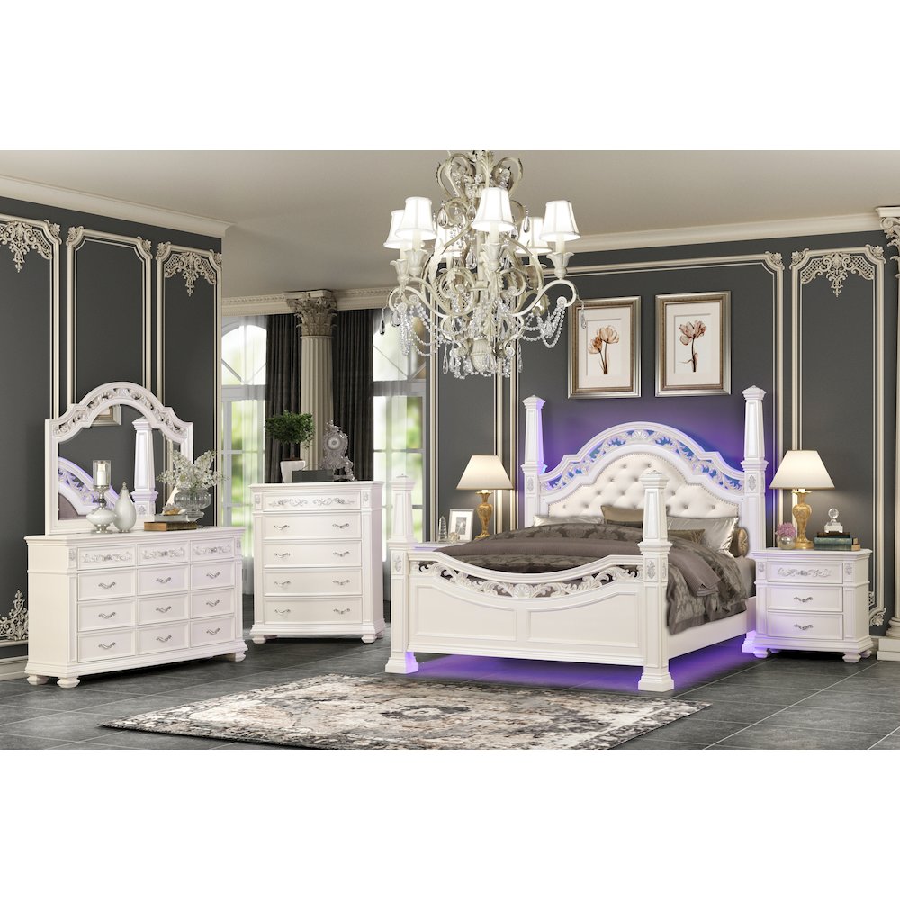 Valentina Pearl 5-Piece Bedroom Set with LED Lighting, King