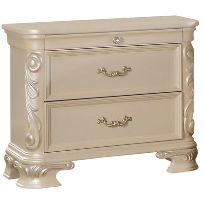 Victoria Pearl White Tufted Upholstered 4-Piece Bedroom Set, King
