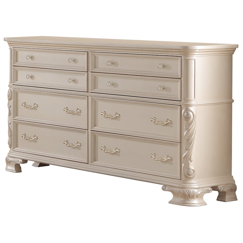 Victoria Pearl White Tufted Upholstered 4-Piece Bedroom Set, King