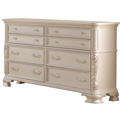 Victoria Pearl White Tufted Upholstered 4-Piece Bedroom Set, King