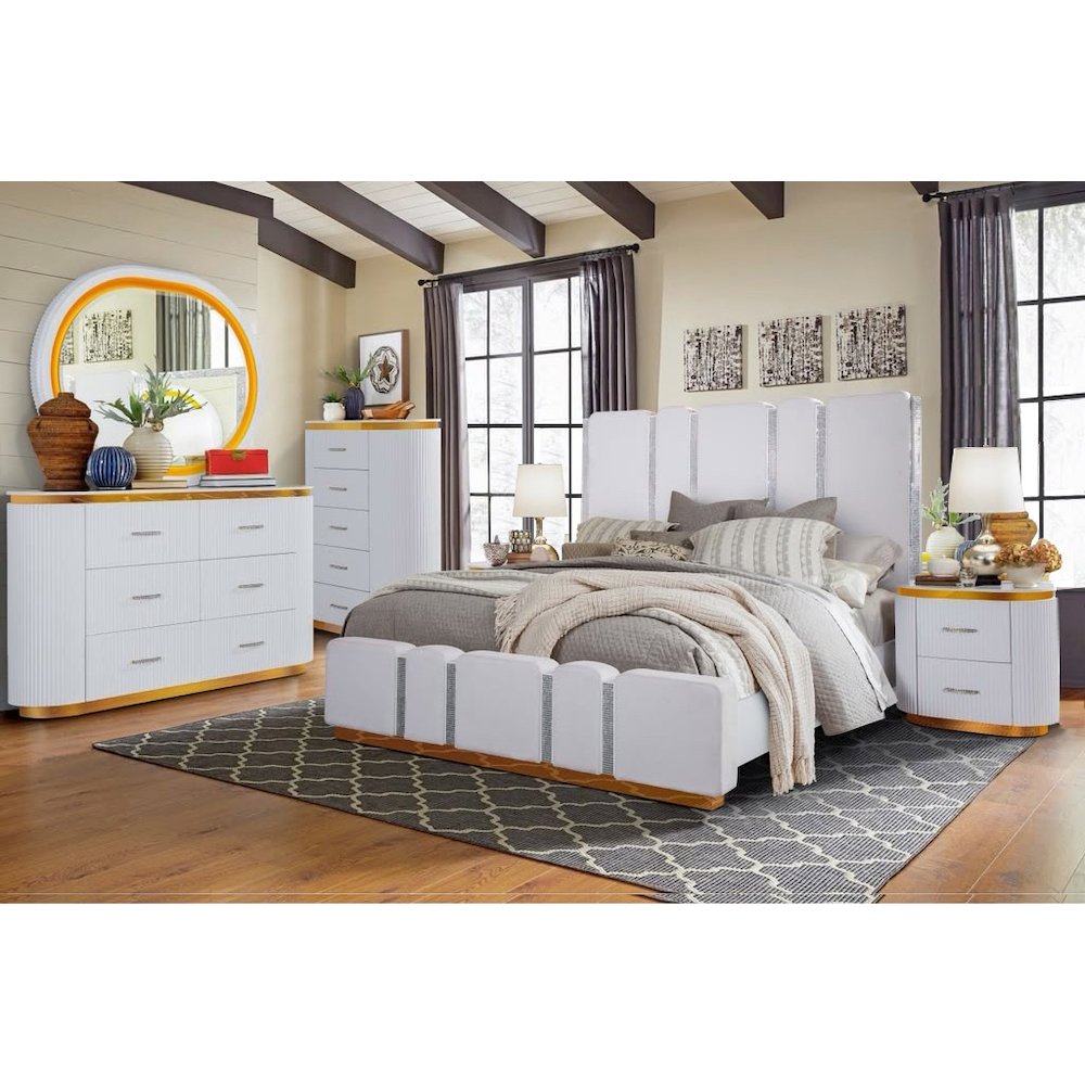 Zoe Crystal 5-Piece Bedroom Set with LED Lighting, Queen