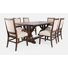 Acacia Veneer Farmhouse Dining Table 7-Piece with Upholstered Chairs, Oak