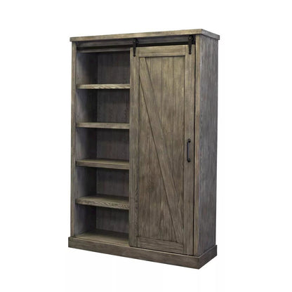 Avondale Rustic Barn Door Bookcase, Gray