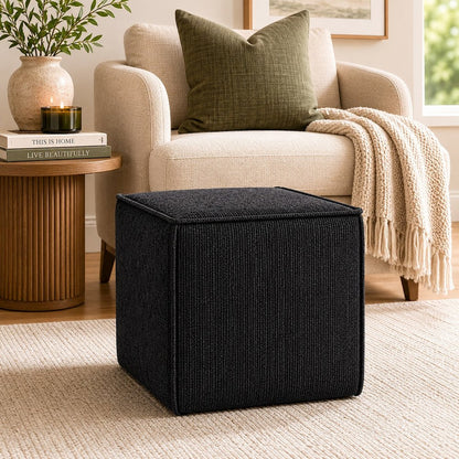 Pontchartrain Pouf Ottoman Chenille Black