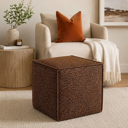 Pontchartrain Pouf Ottoman Velvet Leopard