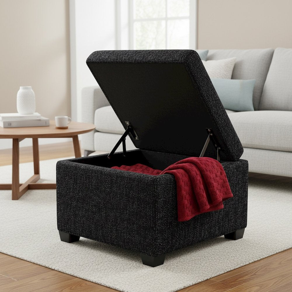 Jackson Square Storage Ottoman Matisse Black