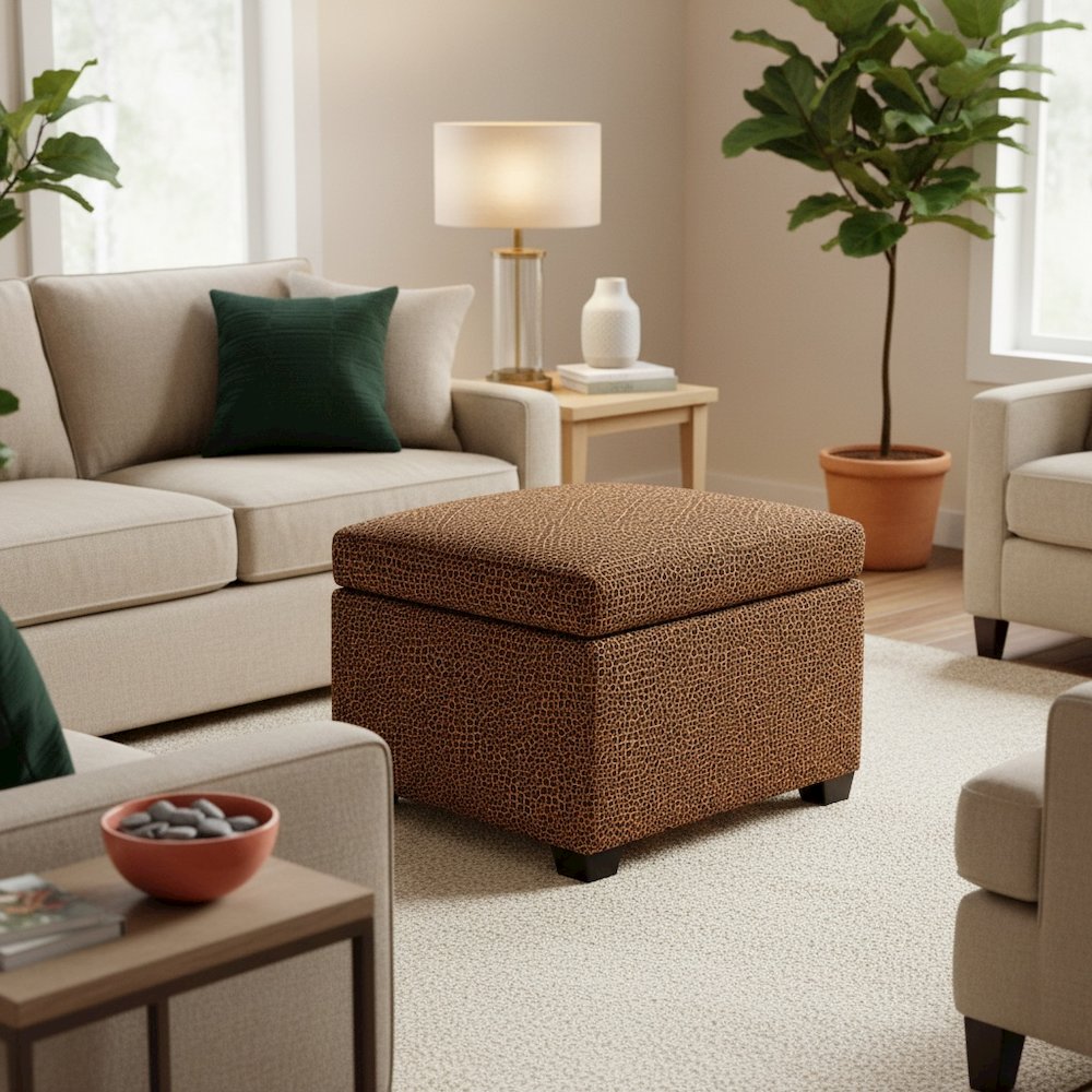 Jackson Square Storage Ottoman Velvet Leopard