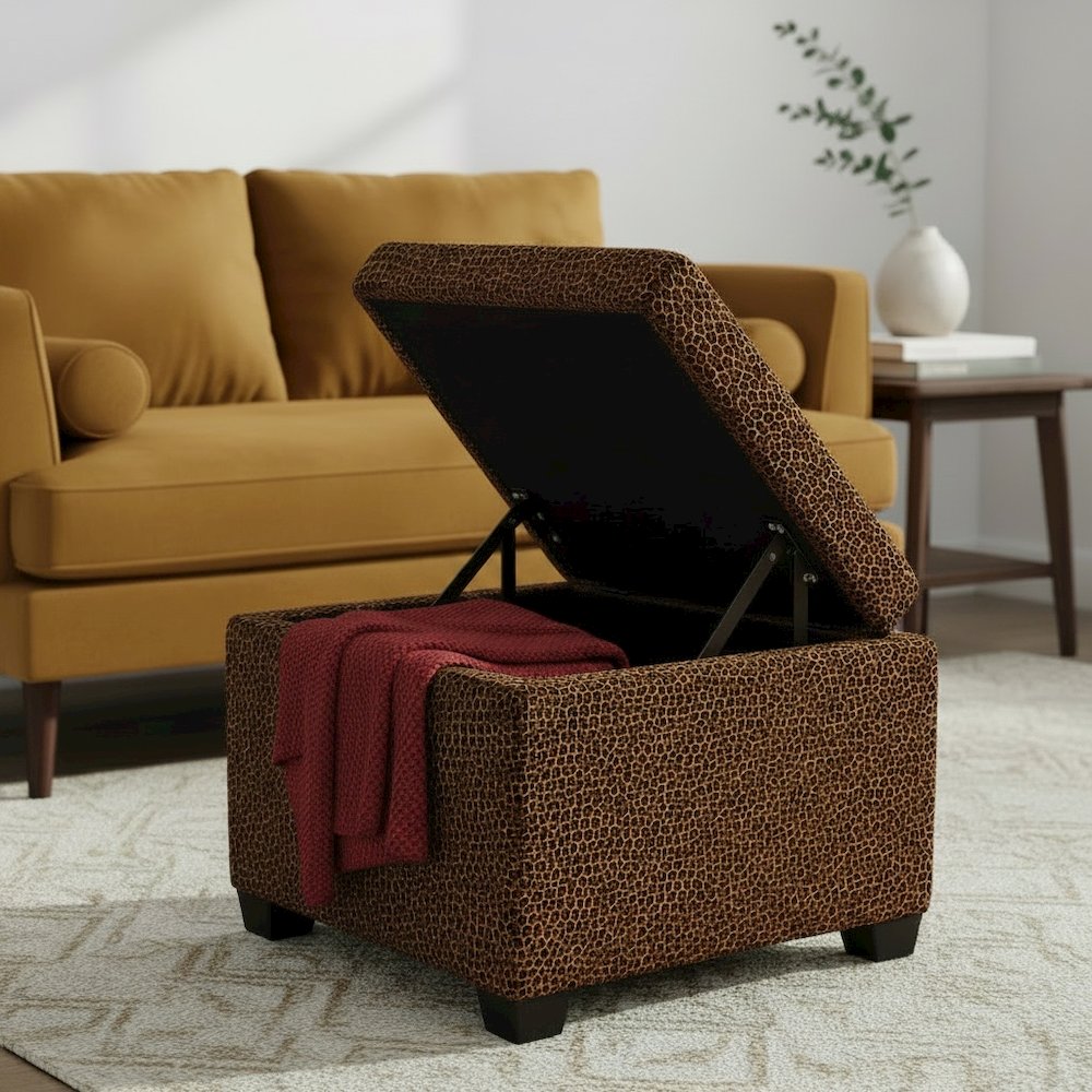Jackson Square Storage Ottoman Velvet Leopard