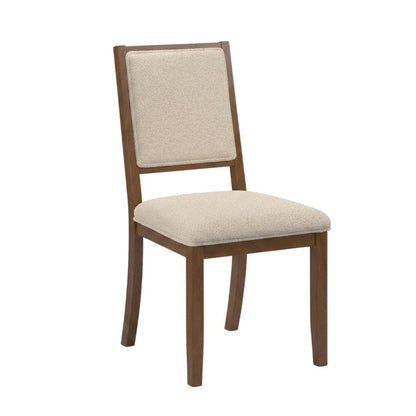 Boucle Upholstered Mid-Century Modern Dining Chairs with Walnut Finish, Set of 2