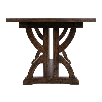 Acacia Veneer Farmhouse Dining Table 7-Piece with Upholstered Chairs, Oak