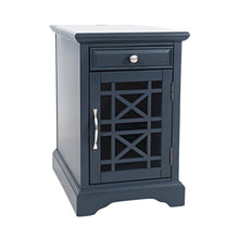 Blue Acacia End Table with USB Charging Station for Convenient Living Room Use