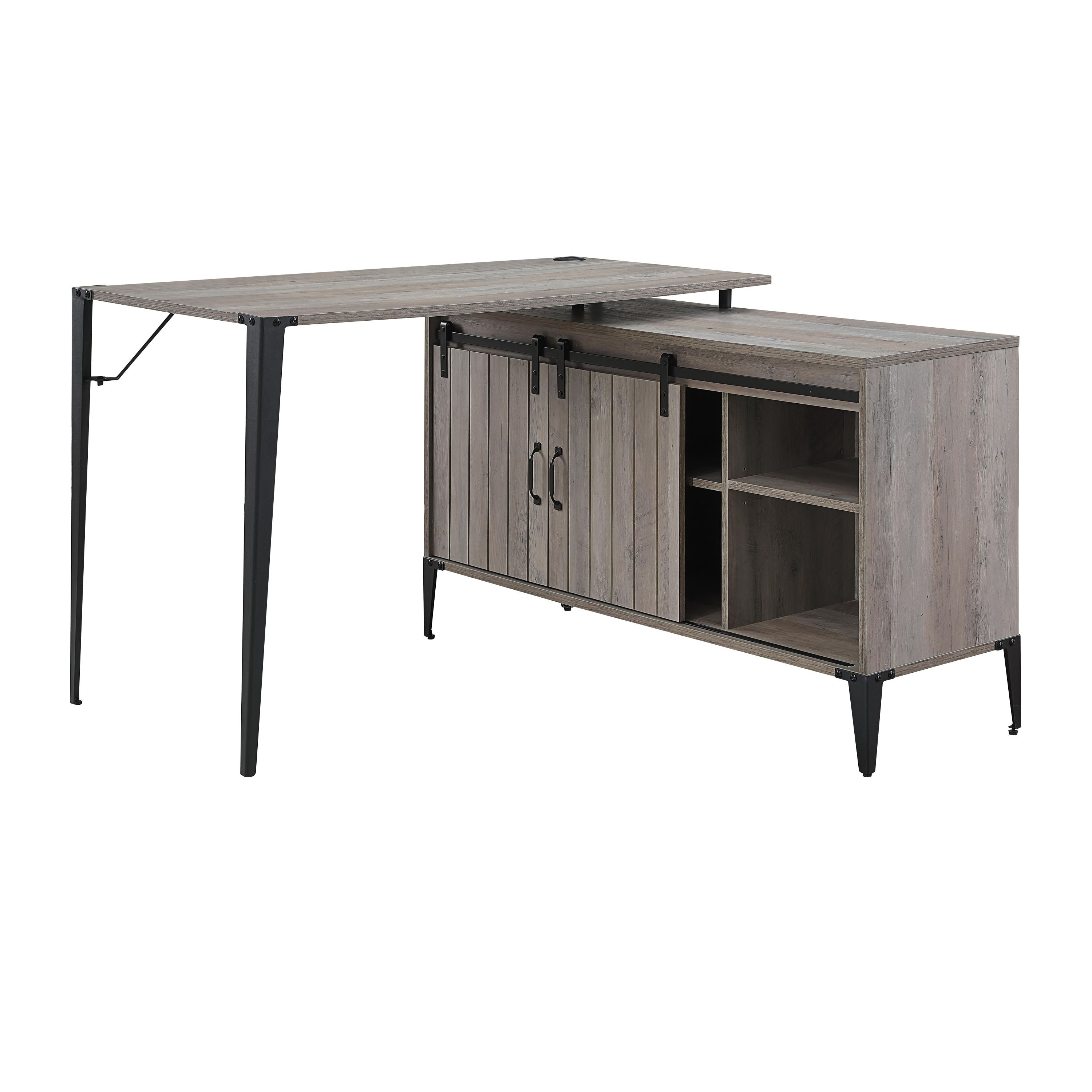 ACME Zakwani Writing Desk, Gray Oak & Black Finish OF00009