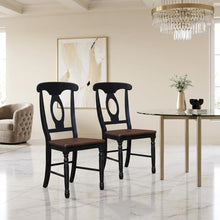 Casual Oak-Black Finish Side Chair with Distressed Look and Solid Rubberwood