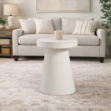 White Stone Accent Table with Honed Top – Round Outdoor or Living Space Piece