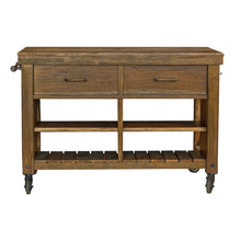Rustic Mahogany Kitchen Island with Locking Casters, Belen Kox