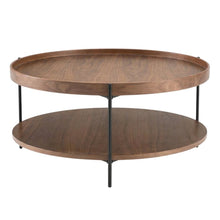 Veneer Round Coffee Table with Manufactured Wood and Metal Frame, Large