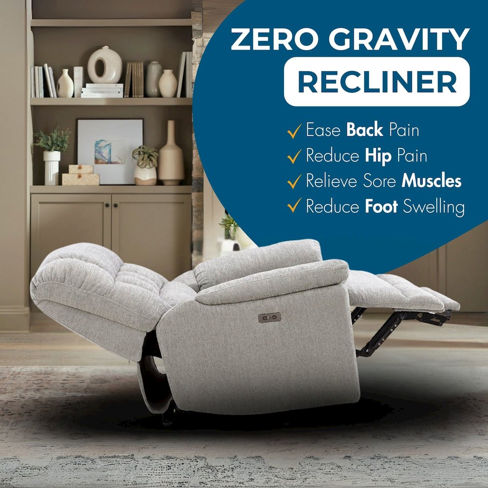 Oversized Recliner Chair for Big and Tall Adults – Power Zero Gravity Recliner with Wide Seat,  Heavy-Duty Big Man, Supports Up to 450 lbs, Gray