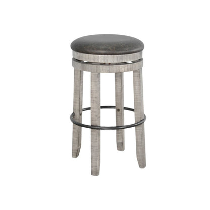 Gray Solid Wood Swivel Bar Stool, Cushion Seat for Counter Height Bar Stools
