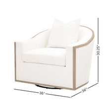 Swivel Club Chair White, Reversible Cushion, 360 Motion
