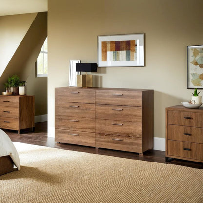 Elegant 8 Drawer Dresser in Truffle Oak for Modern Bedroom Storage Solutions