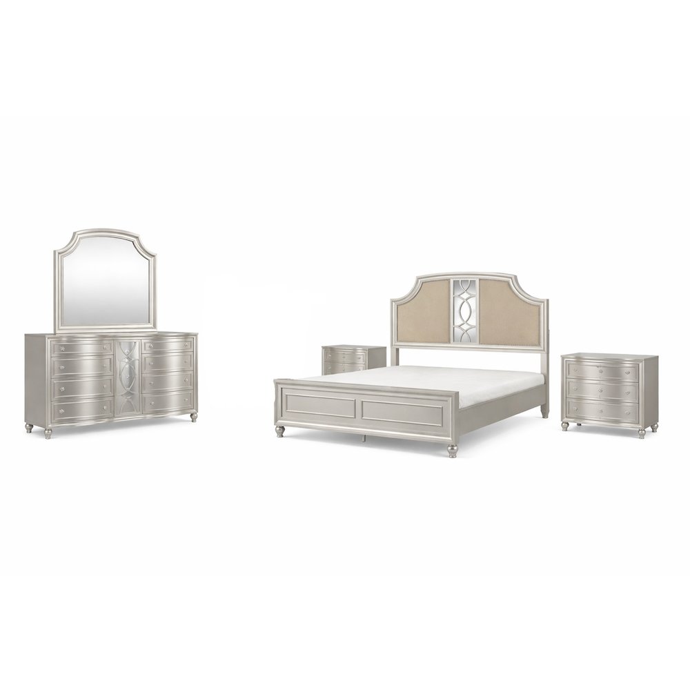 Reflections 5-Pc Wood Queen Bedroom Set (B/Dr/Mr/2Ns), Silver