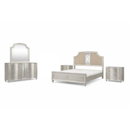 Reflections 5-Pc Wood Queen Bedroom Set (B/Dr/Mr/2Ns), Silver
