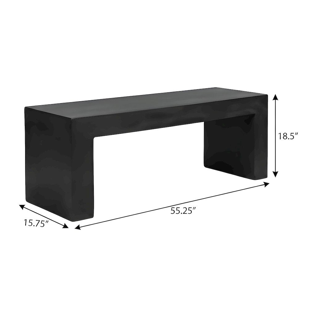 Fiber-Reinforced Concrete Outdoor Bench with Contemporary Profile for Entryway