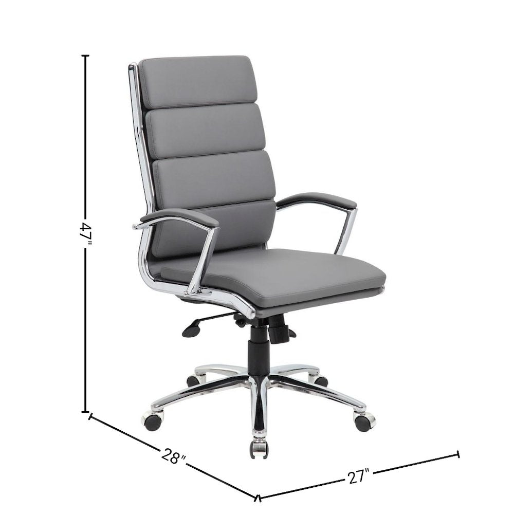 Gray Desk Chair With Chrome Base, Modern Conference Room Chair With Wheels