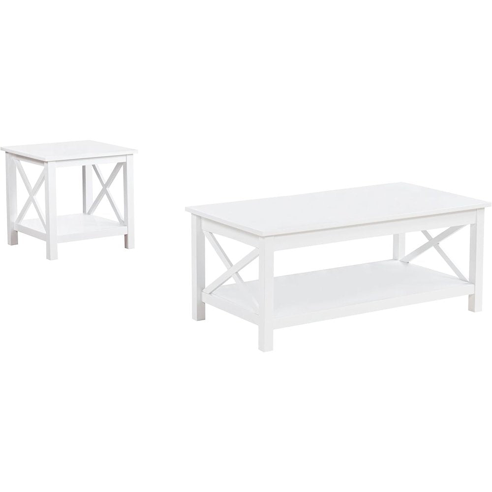 Skyview 2-piece Rectangular Lift Top Coffee Table Set White