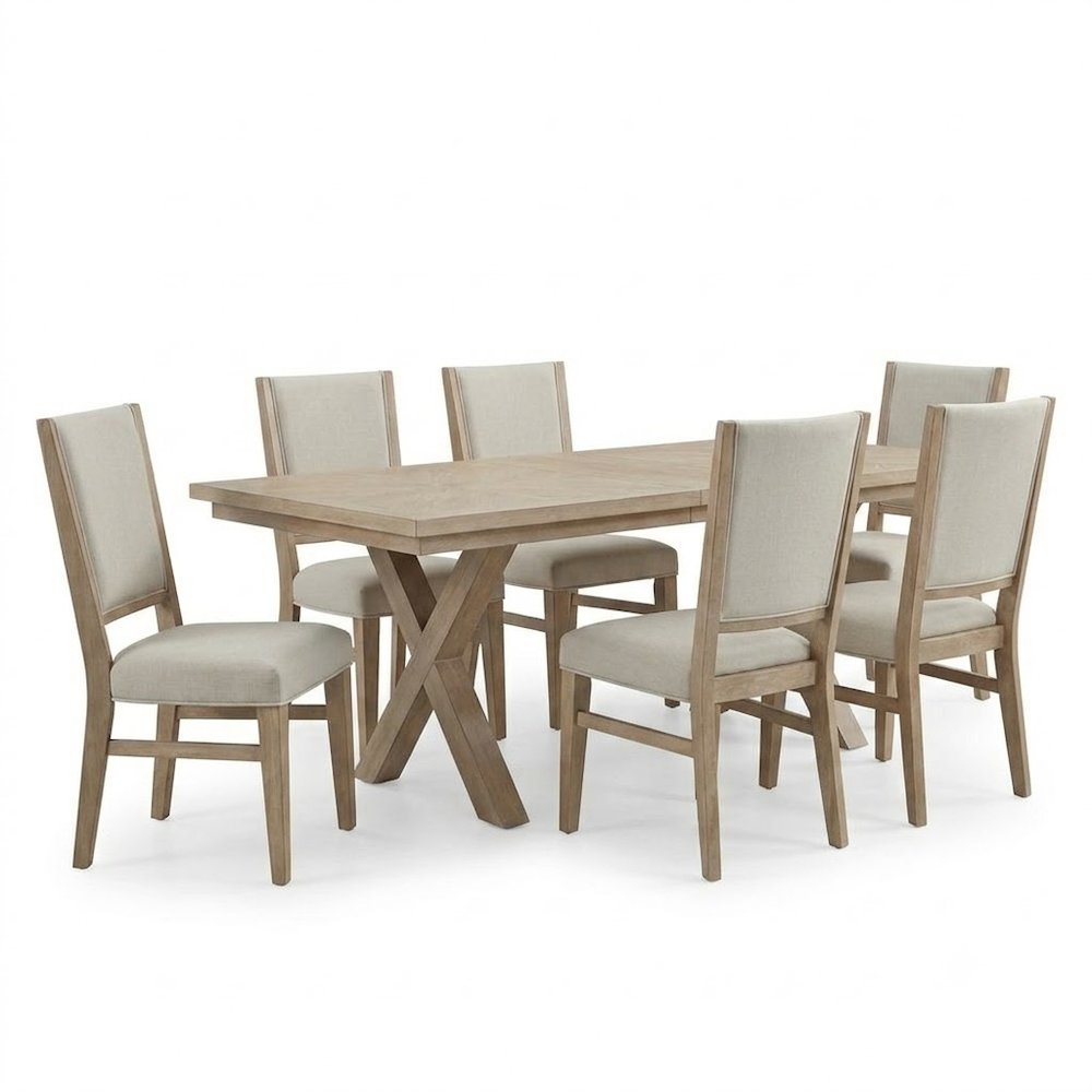 Brentwood 7 Piece Double Pedestal Table Set - Sandstone
