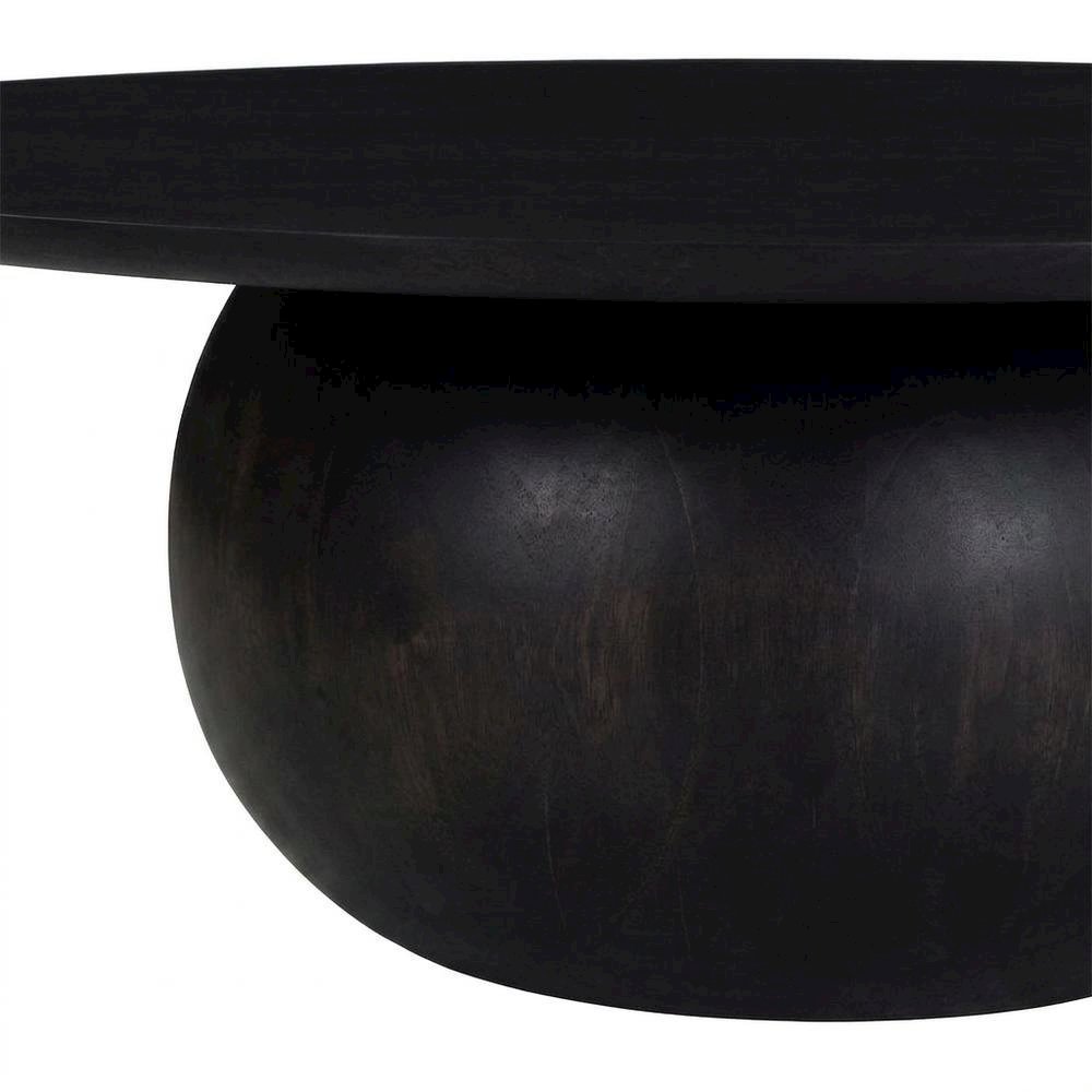 Black Acacia Wood Coffee Table Large Rustic Matt Finish Handmade