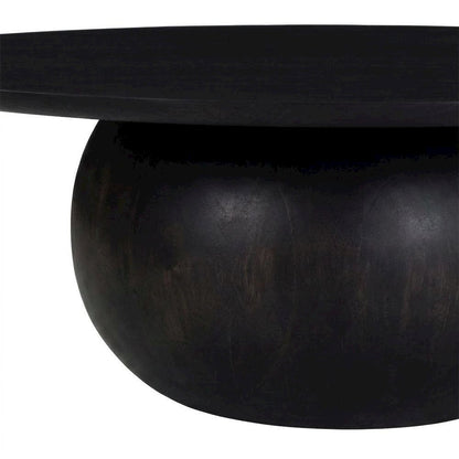 Black Acacia Wood Coffee Table Large Rustic Matt Finish Handmade