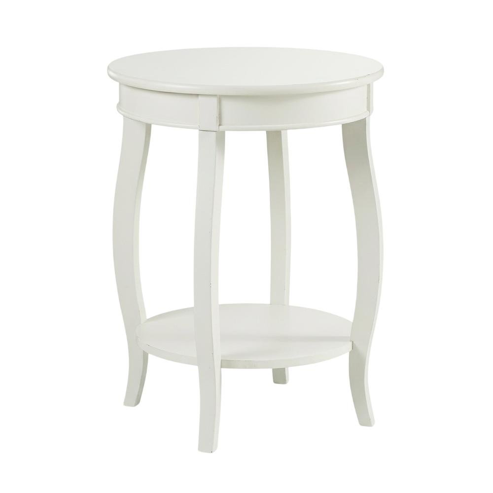 Round Coffee Table with Storage Shelf in White Finish for Living Room