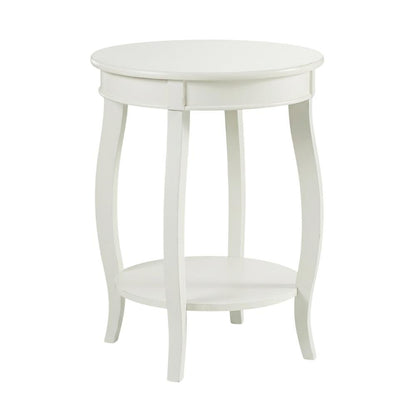 Round Coffee Table with Storage Shelf in White Finish for Living Room