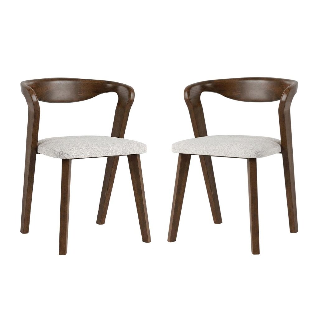 Rich Walnut Dining Chairs with Solid Wood Construction in Set of 2