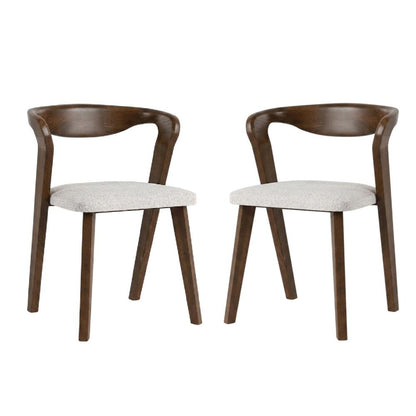 Rich Walnut Dining Chairs with Solid Wood Construction in Set of 2