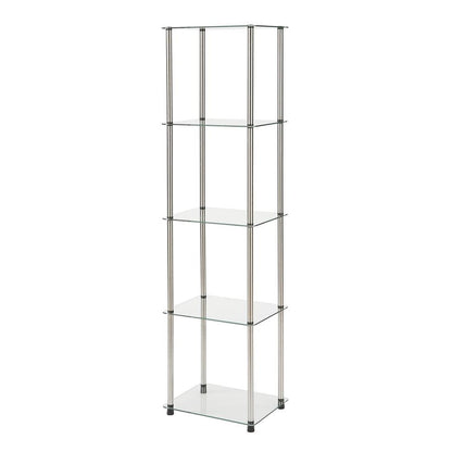 Clear 5-Tier Tempered Glass Tower, Elegant Display Stand for Modern Interiors