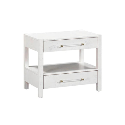 White Burl Wood Nightstand with 22-Inch Height and Modern Design