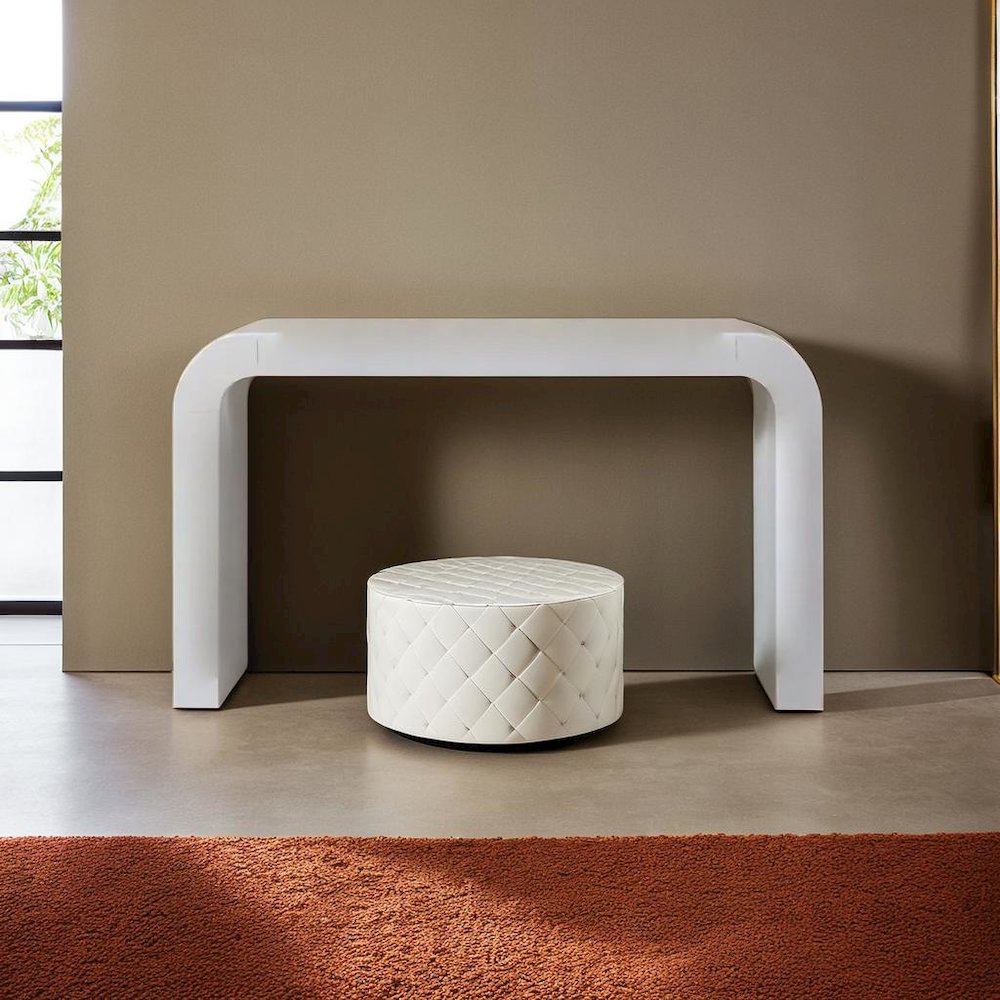 Elegant Curved White Console Table Perfect for Modern Entryways and Decor