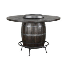 Brown Solid Wood Pub Table with Wine Barrel Base, Unique Barrel Table